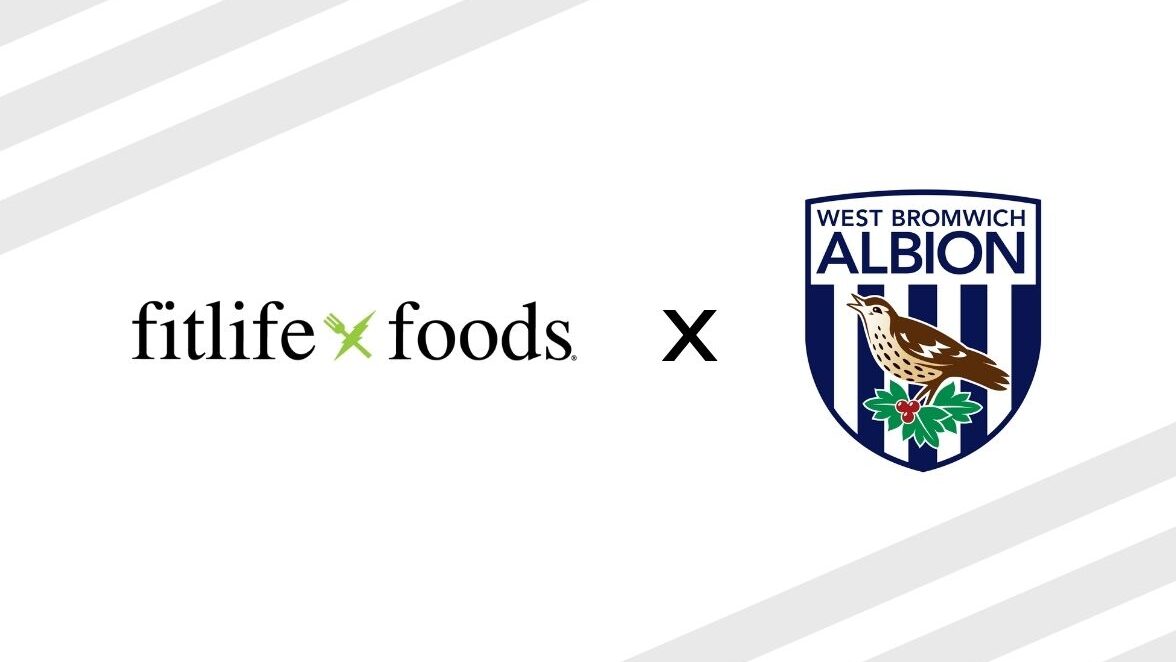 The Fitlife Foods logo next to the West Bromwich Albion Football Club's official badge, symbolizing the new partnership